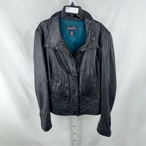 Lucky Brand | Classic Retro Leather Minimalist Moto Biker Jacket Size L